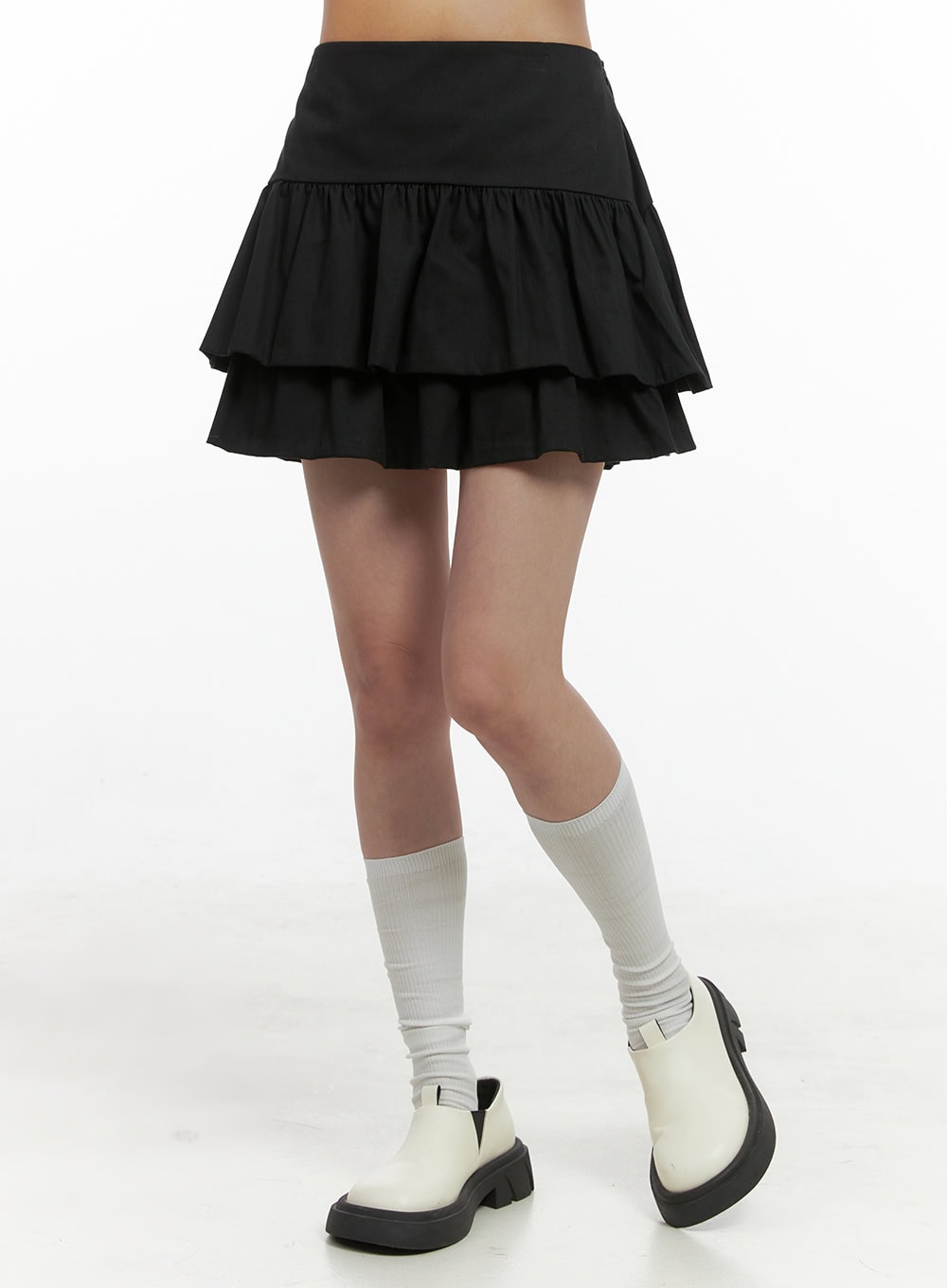 Ruffle Waist Cotton Mini Skirt OS416