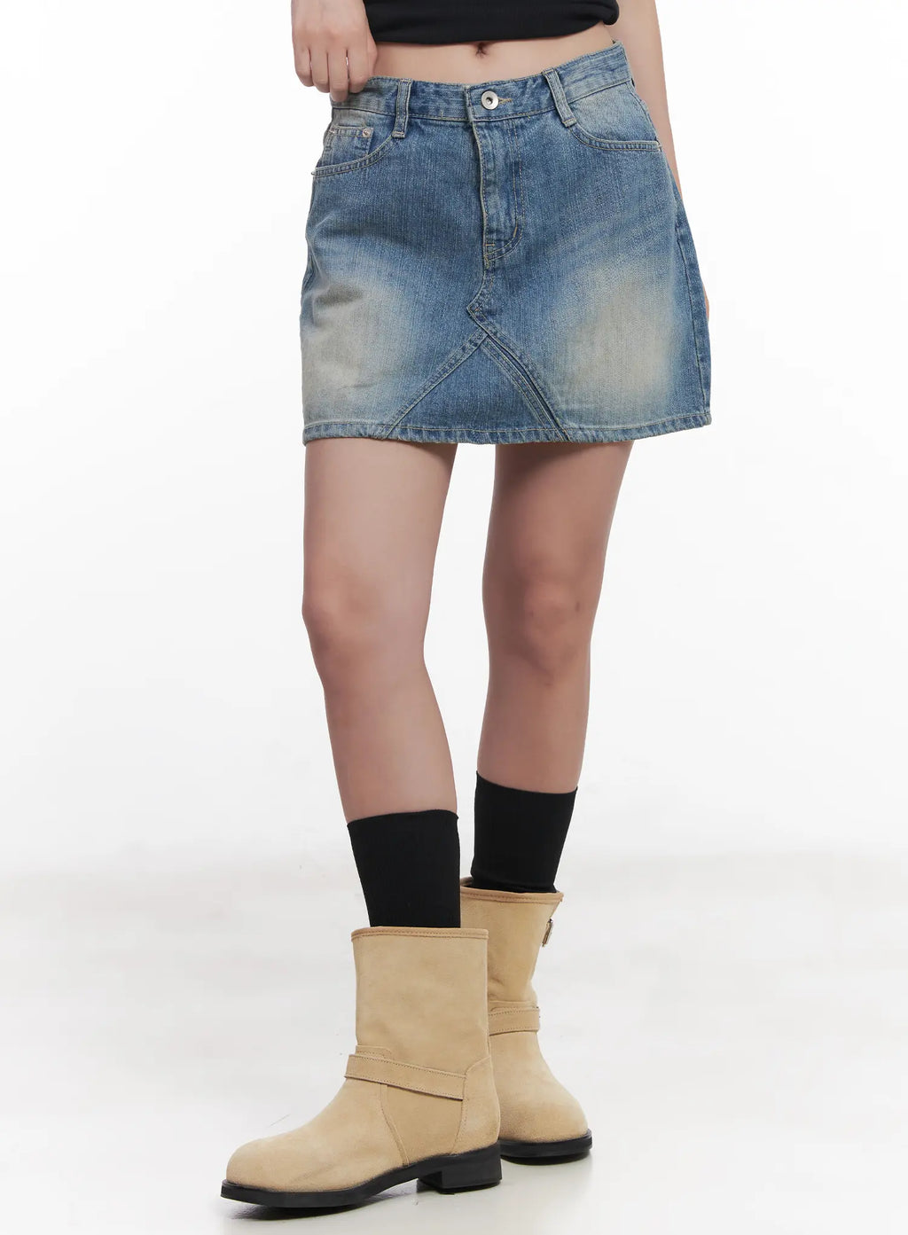 Washed Mini Denim Skirt CU516