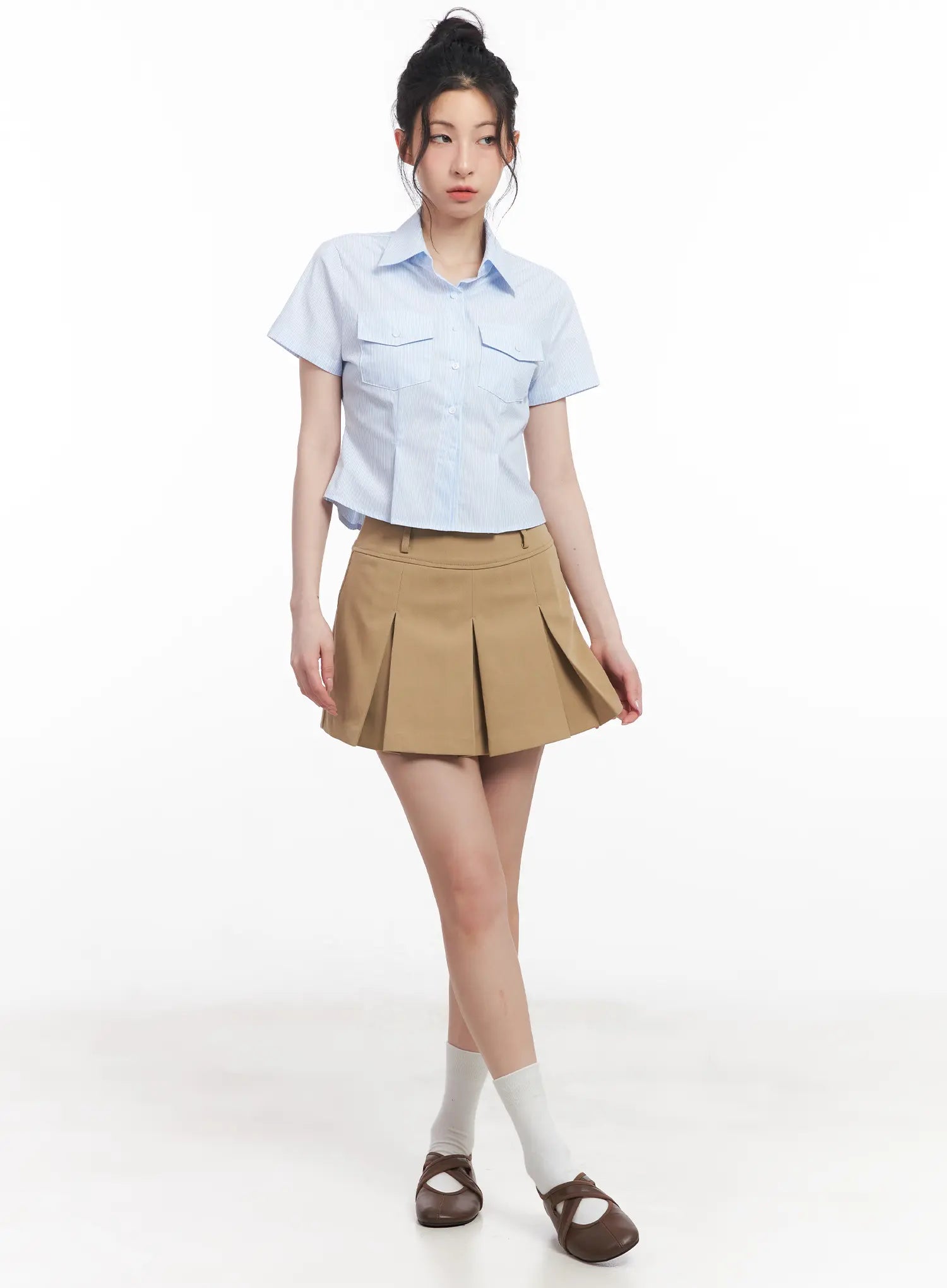 High-Waist Pleated Mini Skirt CU511