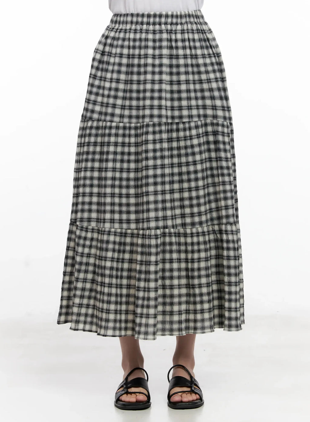 Plaid Cotton Maxi Skirt CL523