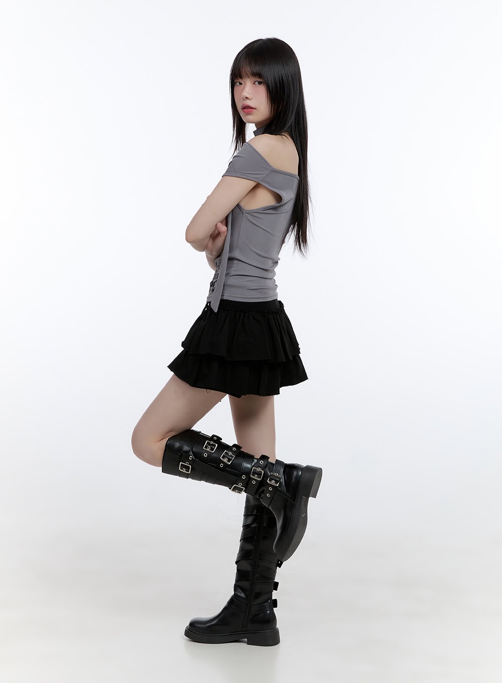 Ruffle Banded Cotton Mini Skirt CG412