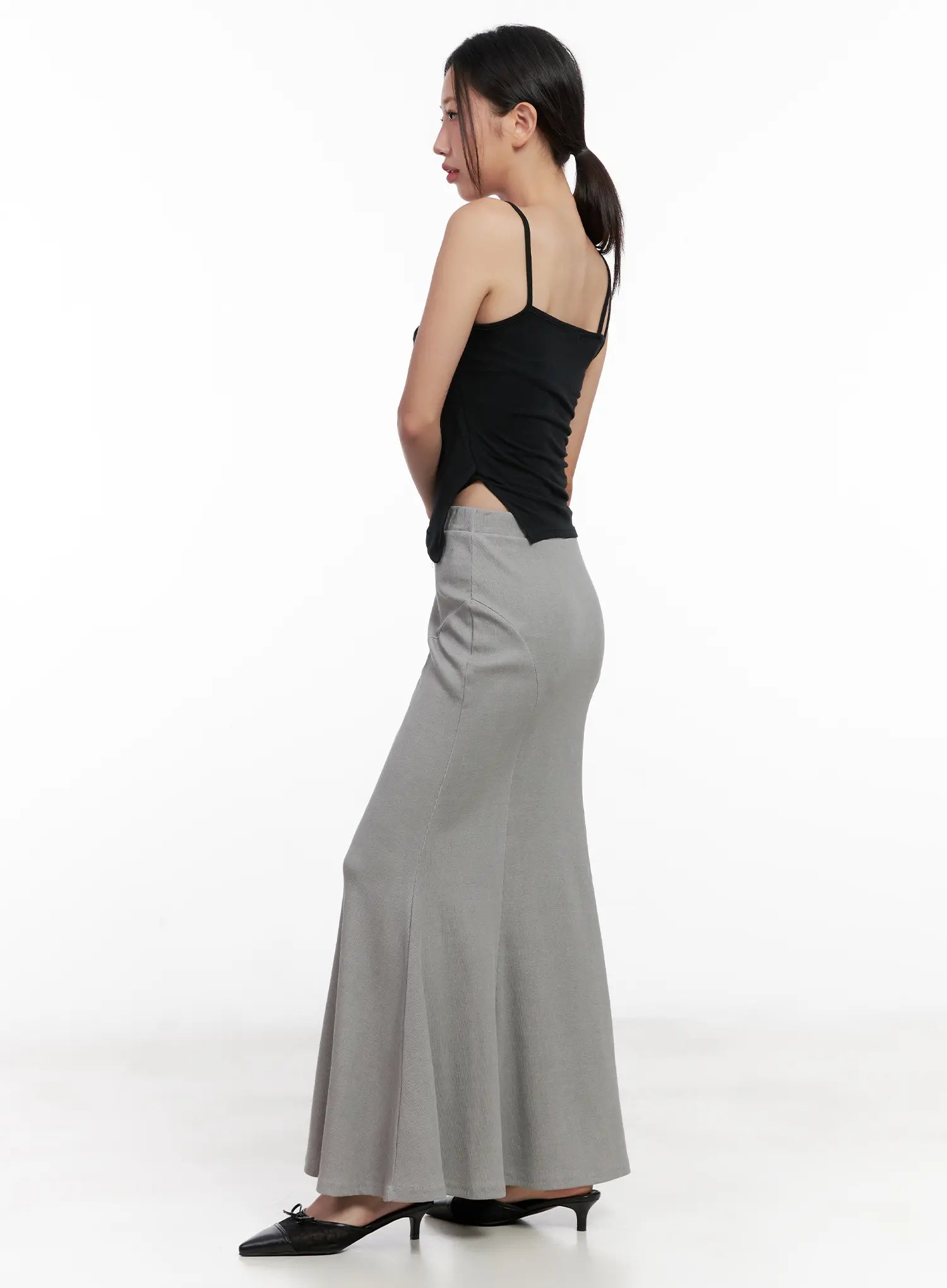 Grey Bodycon Maxi Skirt CL518