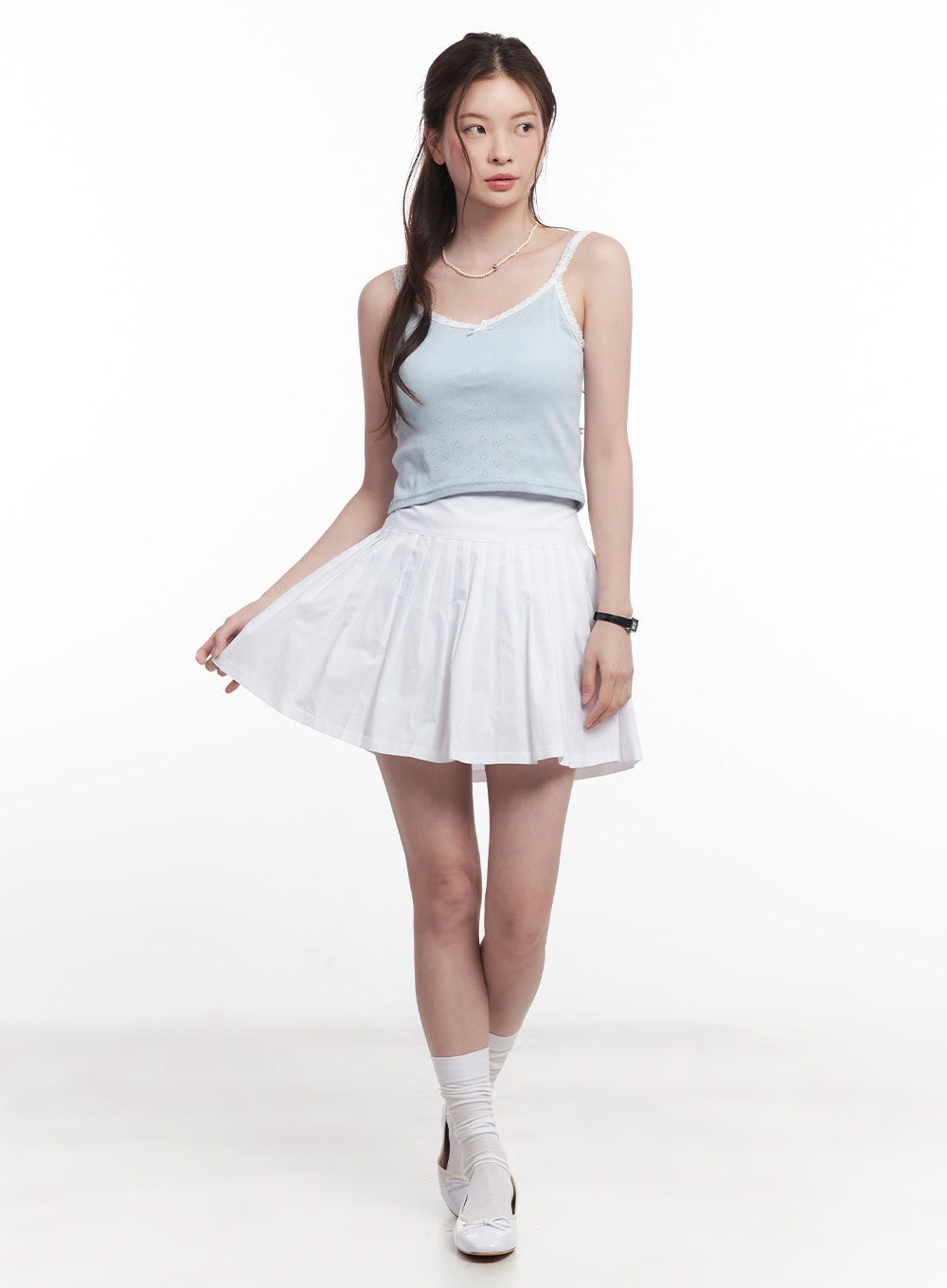 Cotton Pleated Mini Skirt CY519