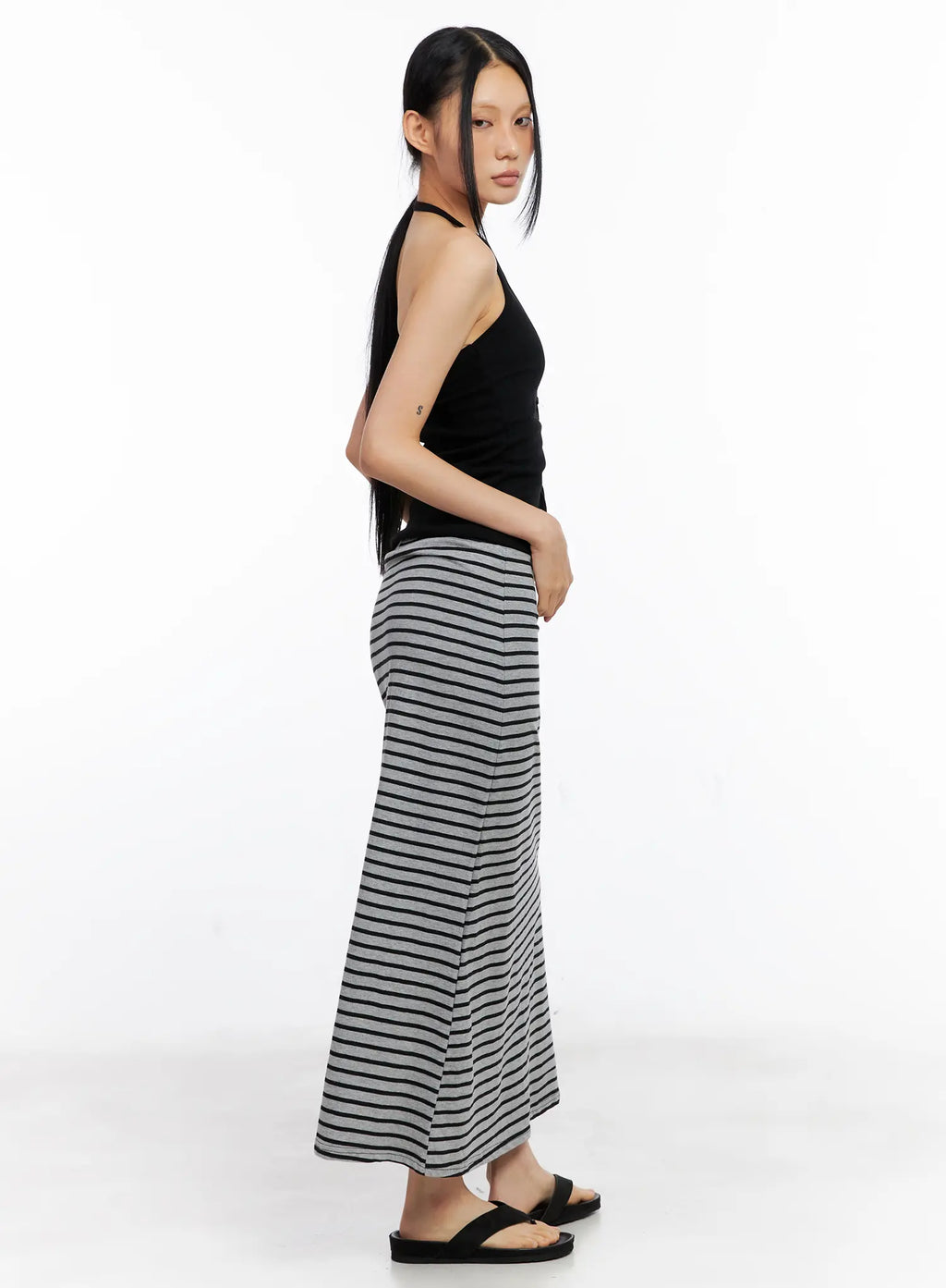 Striped Drawstring Maxi Skirt CL530