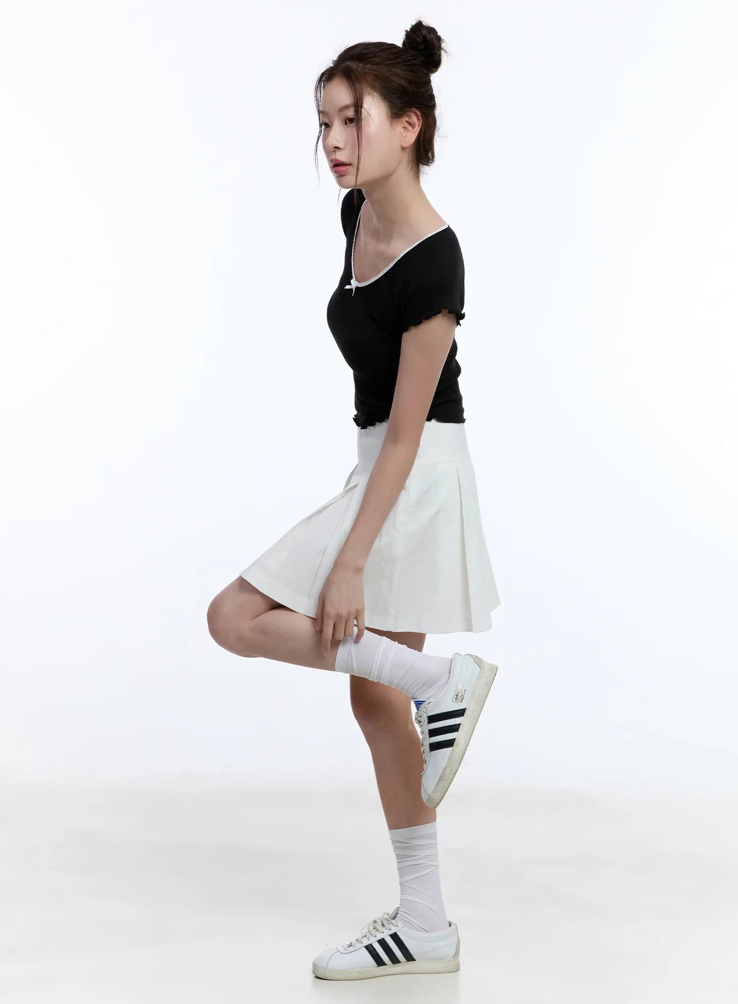 High-Waist Pleated Mini Skirt CU513