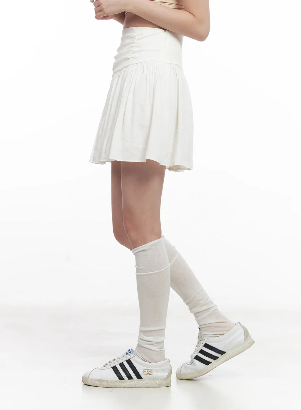 Asymmetric Shirred Mini Skirt CL524