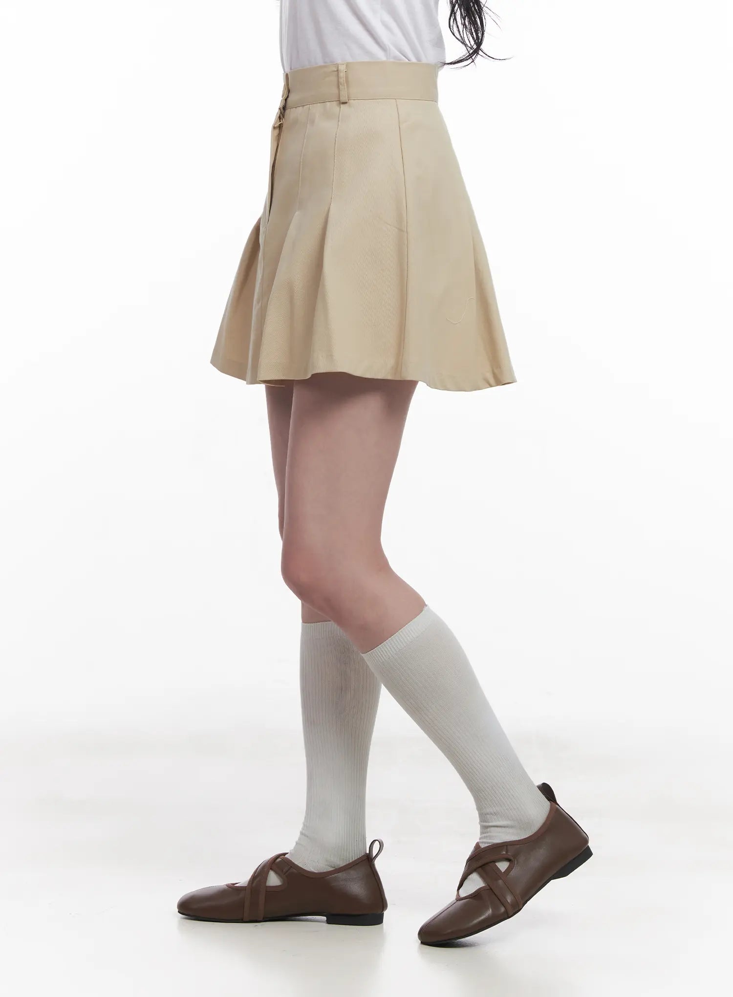 Solid Pleated Mini Skirt CU523