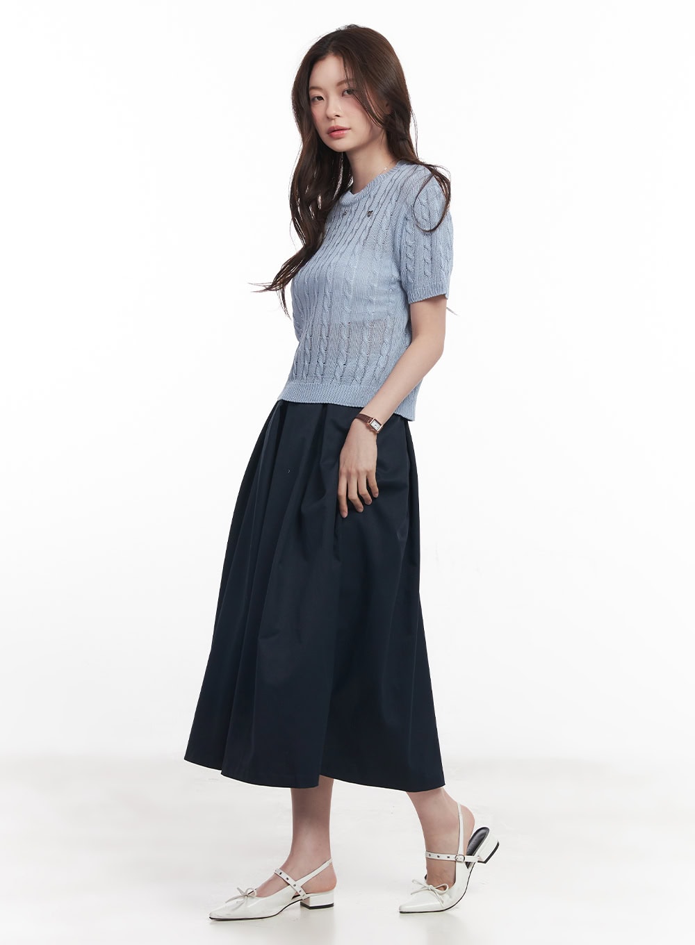 Flare Pleated Maxi Skirt CY515
