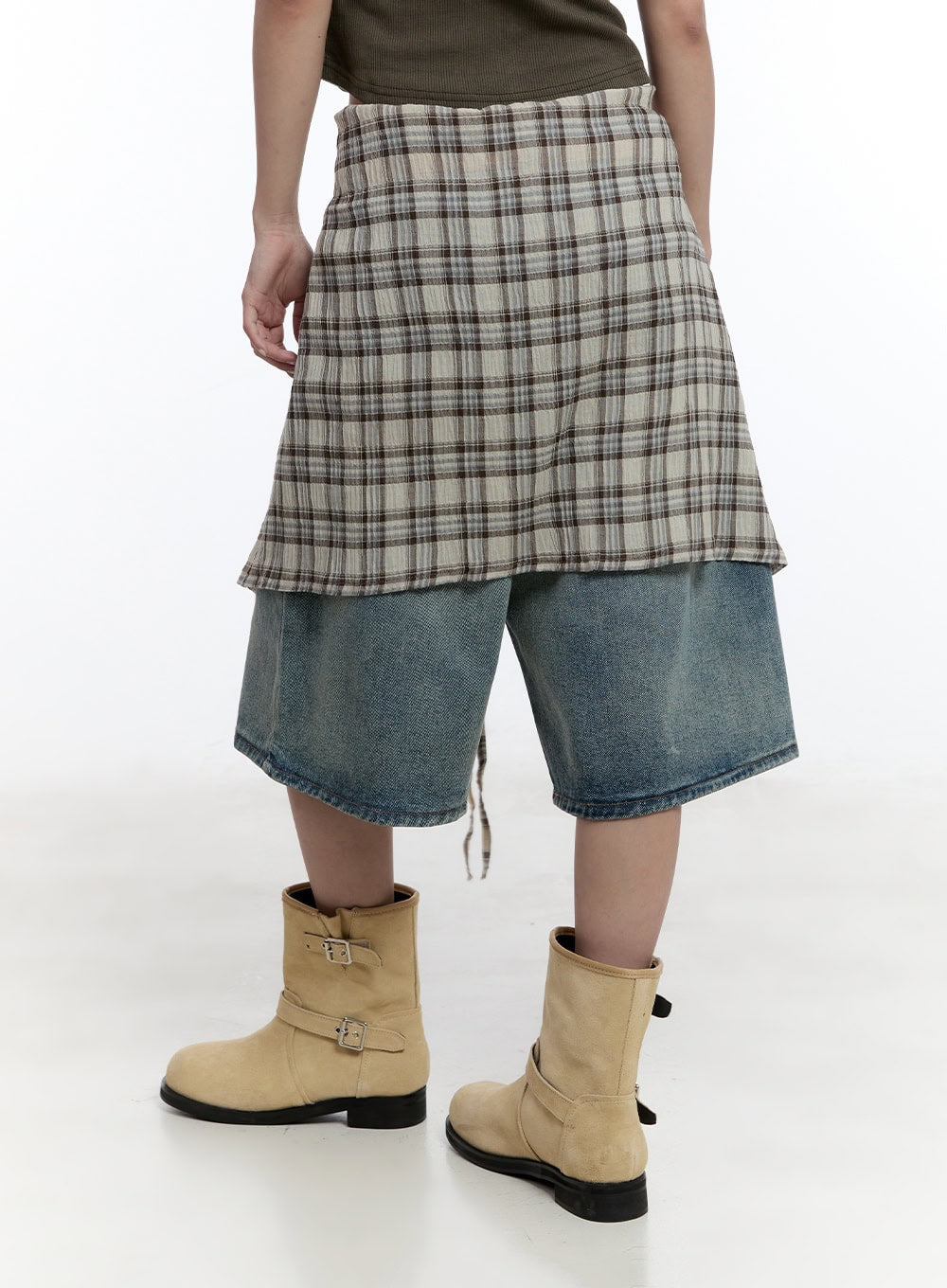 Checkered Wrap Midi Skirt CY530