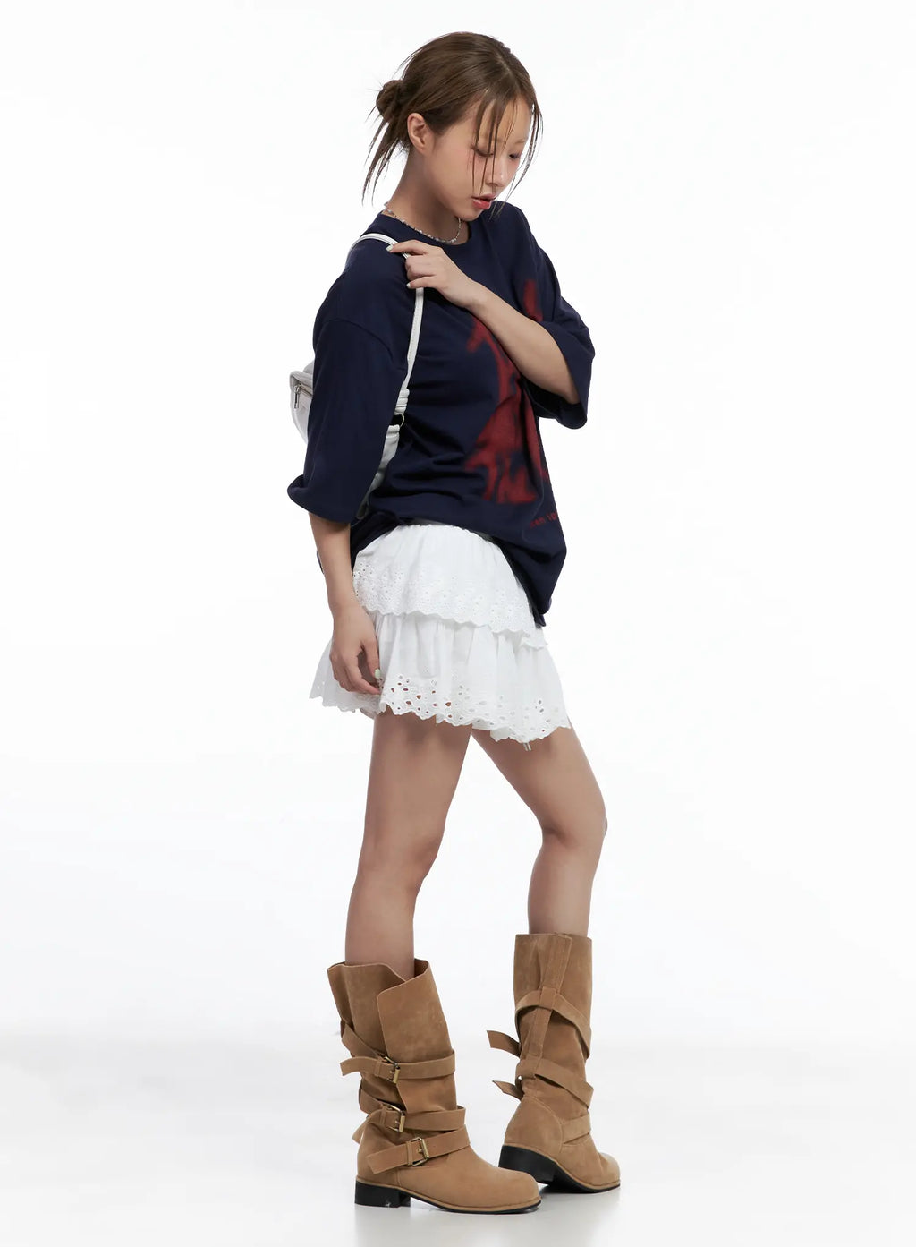 Boho Eyelet Tiered Mini Skirt CL514