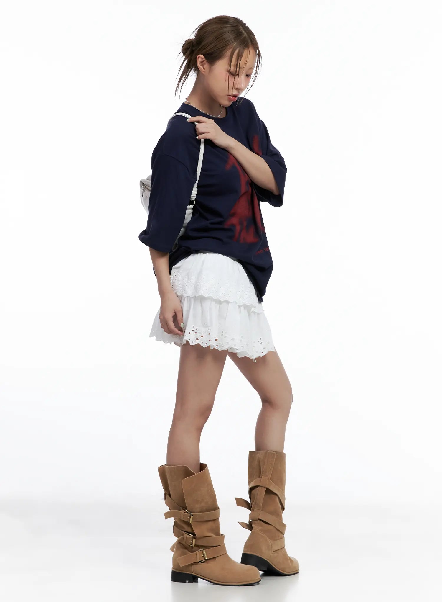 Boho Eyelet Tiered Mini Skirt CL514