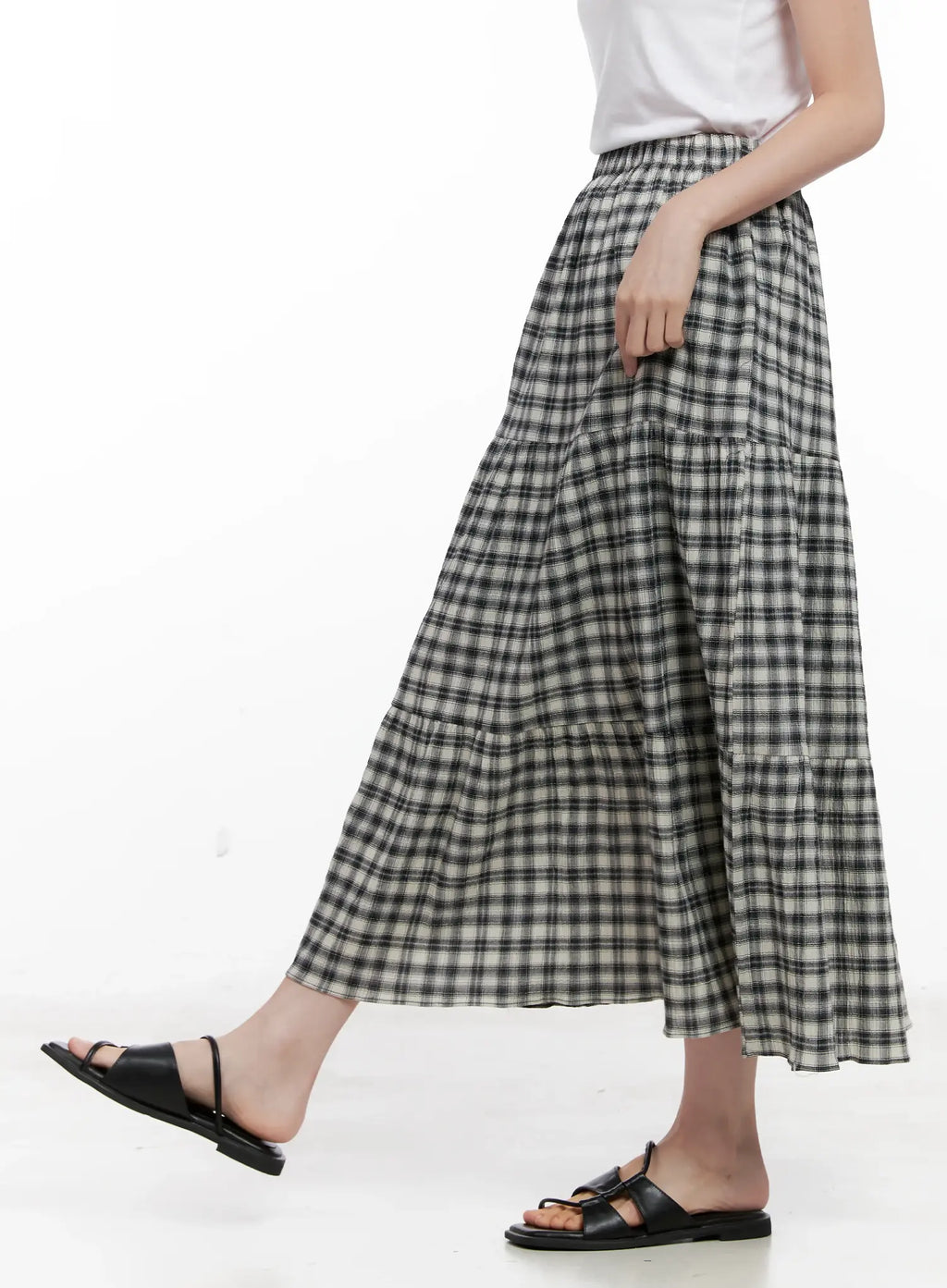 Plaid Cotton Maxi Skirt CL523