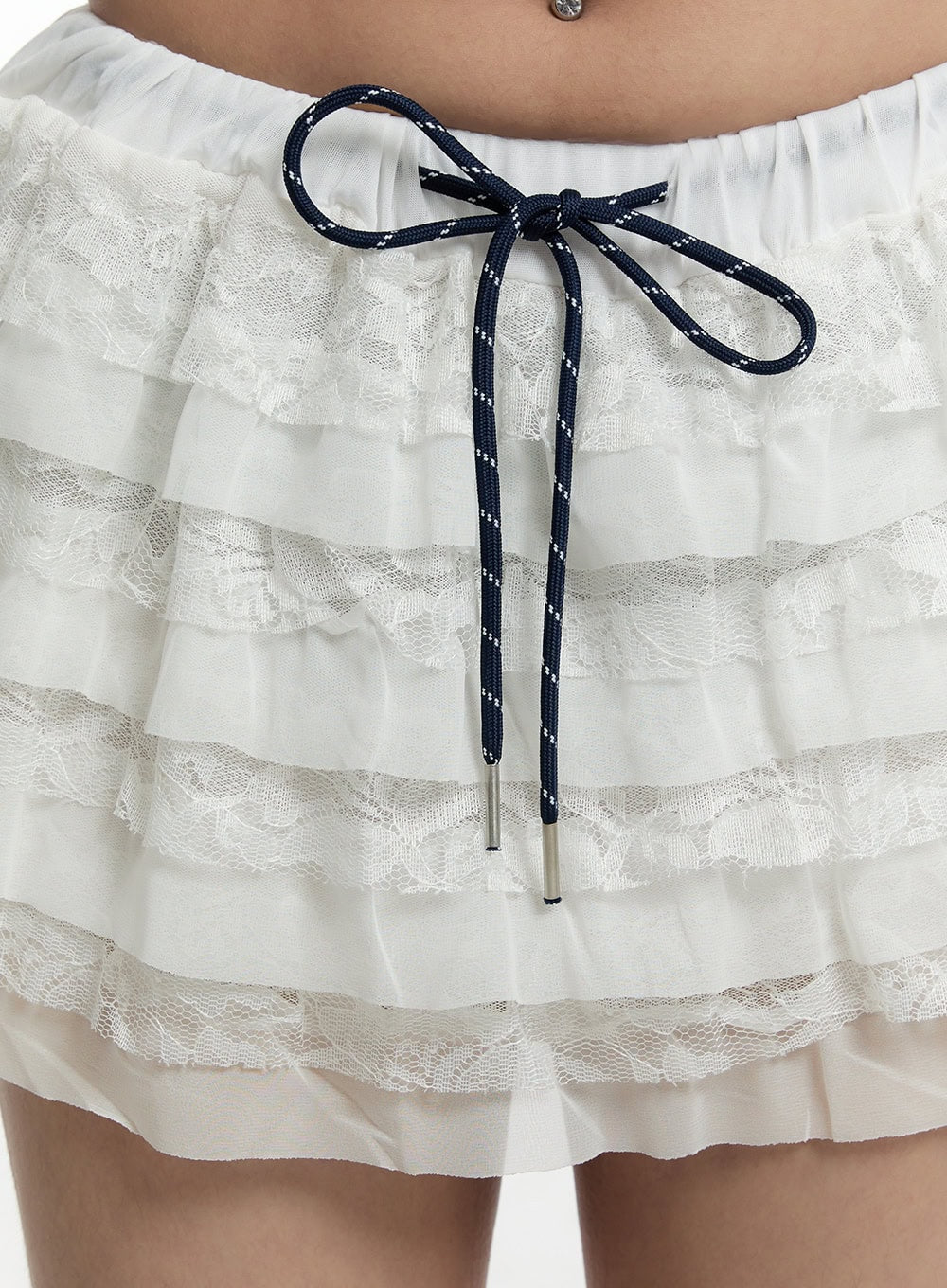 Frill Lace Layered Ribbon Mini Skirt CY501