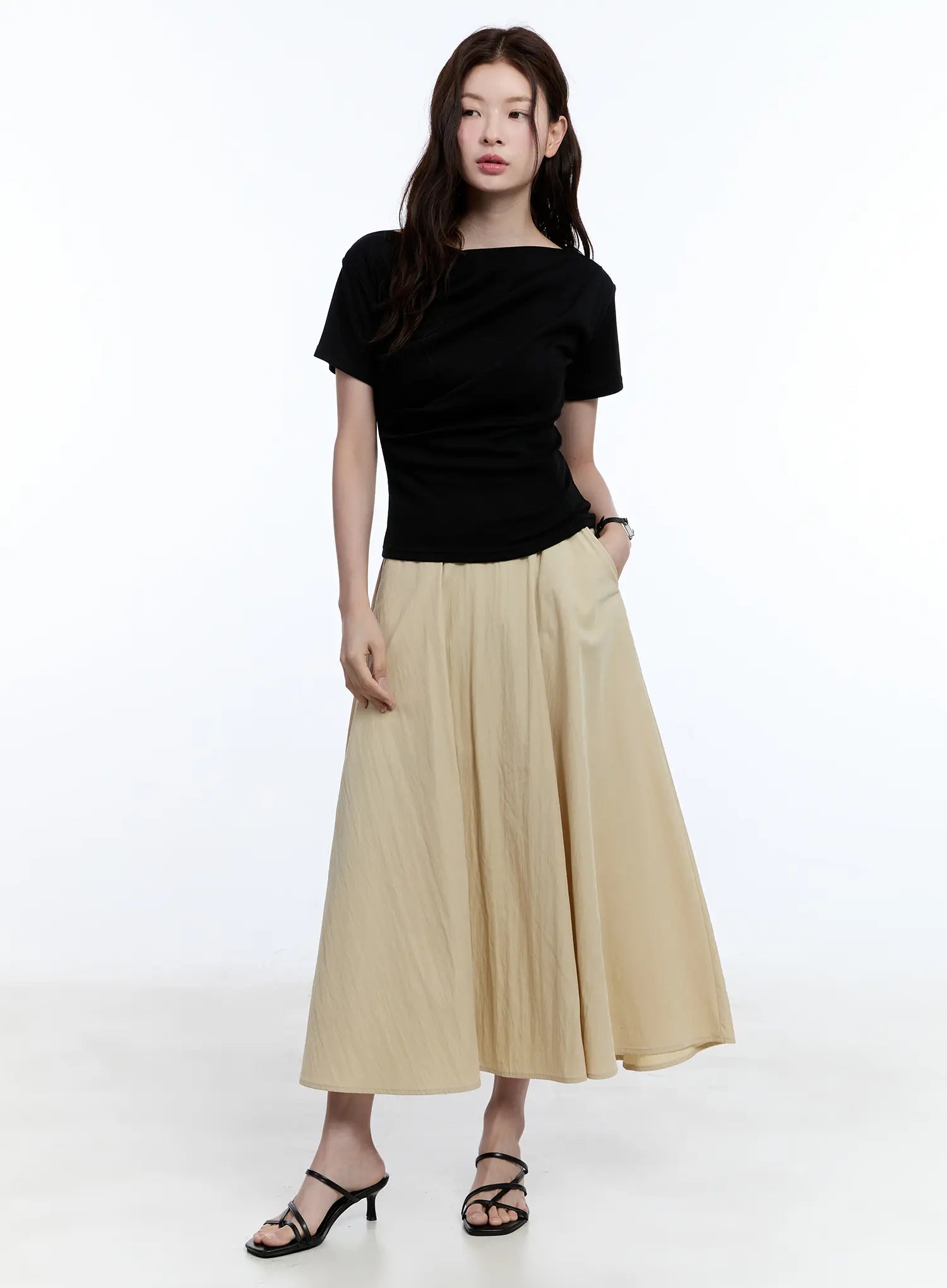 Flared Flowy Midi Skirt CU513