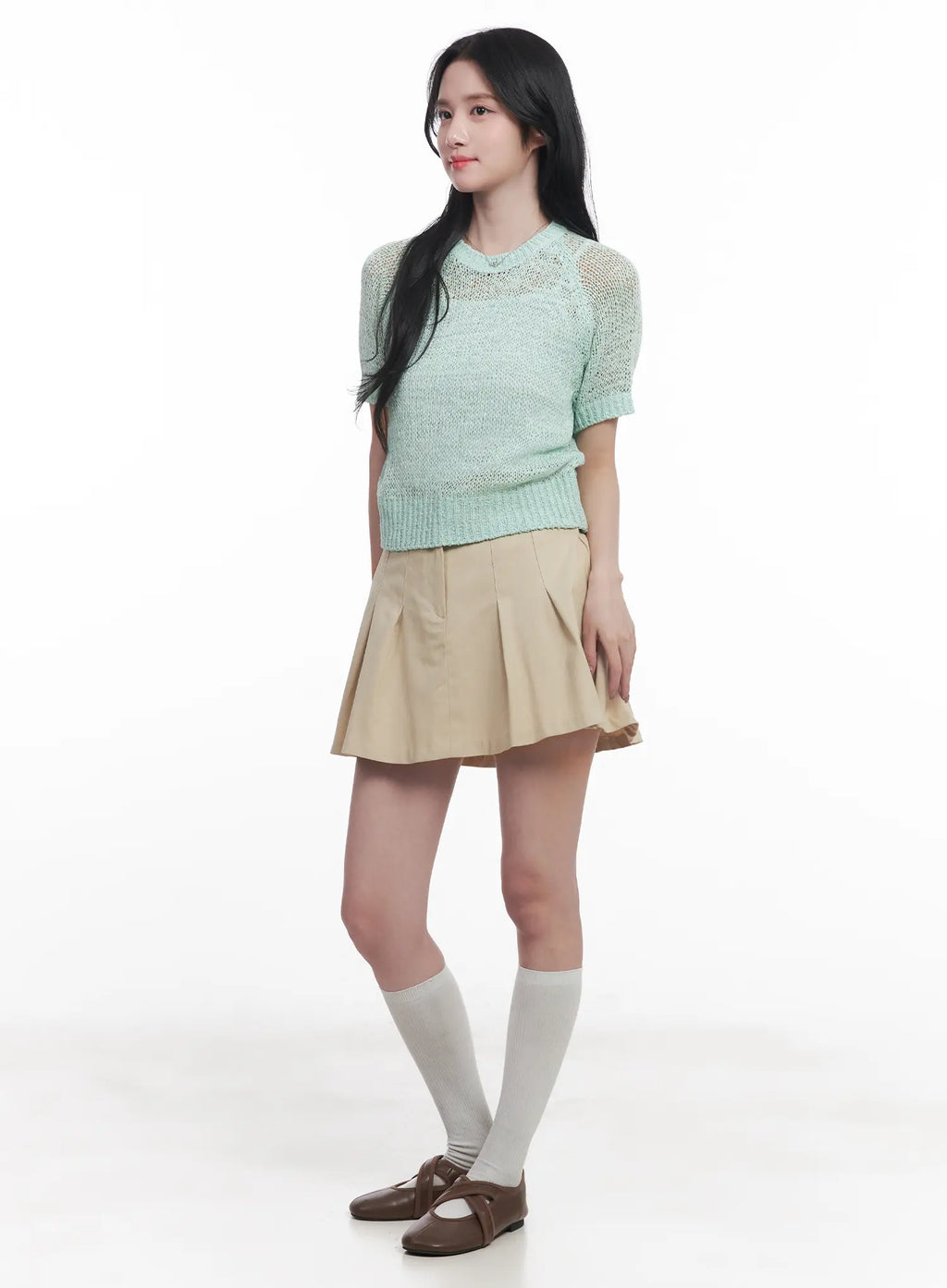 Solid Pleated Mini Skirt CU523