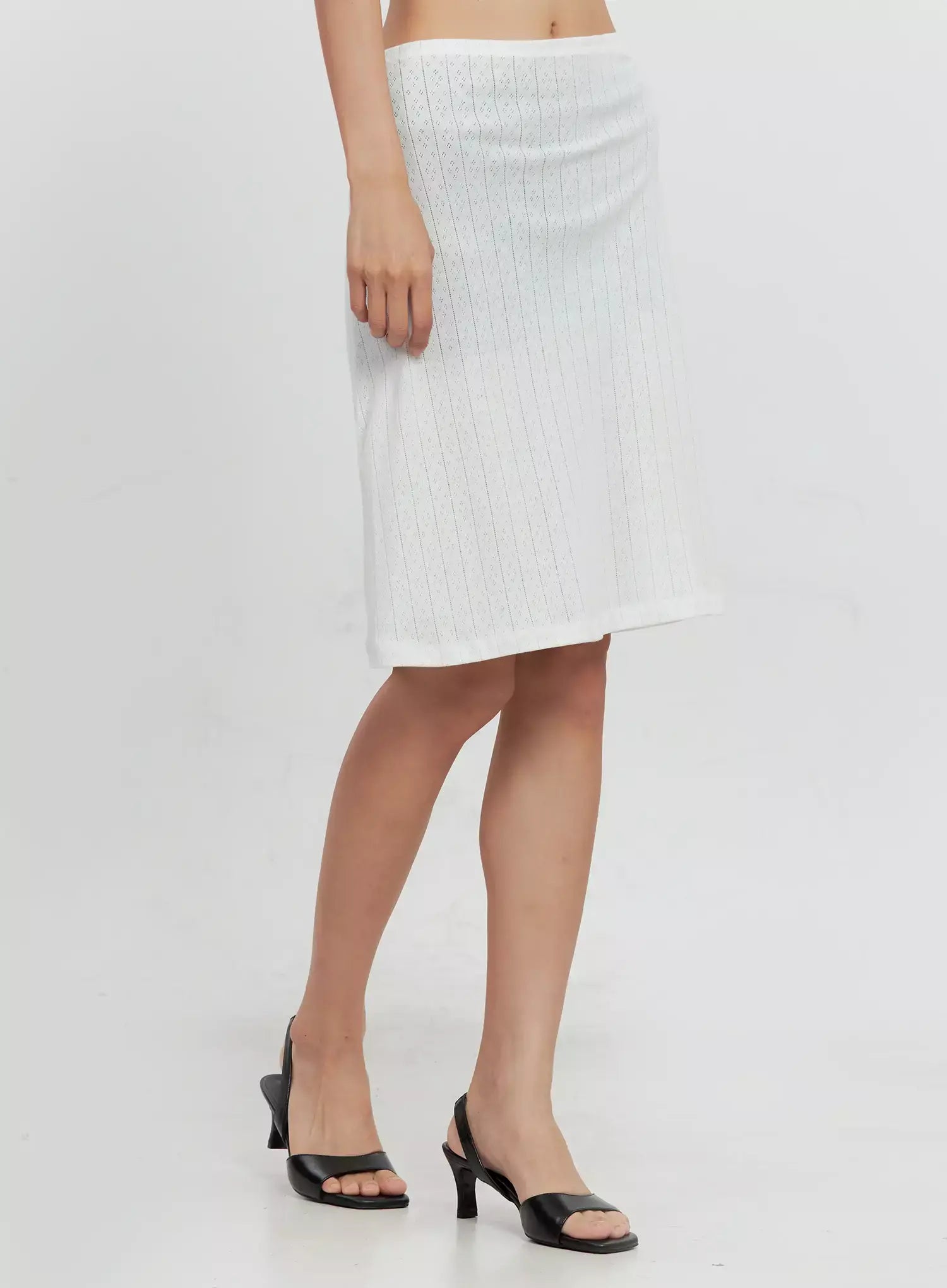 Ribbed Eyelet Midi Skirt IL528