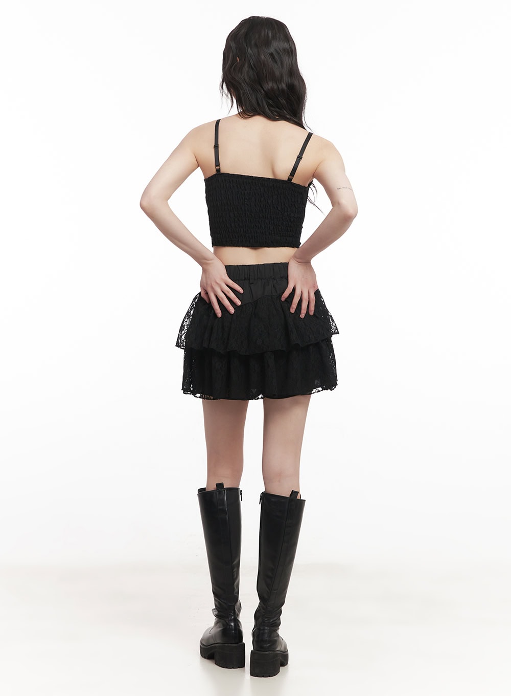 Asymmetric Lace Ruffle Mini Skirt CM519