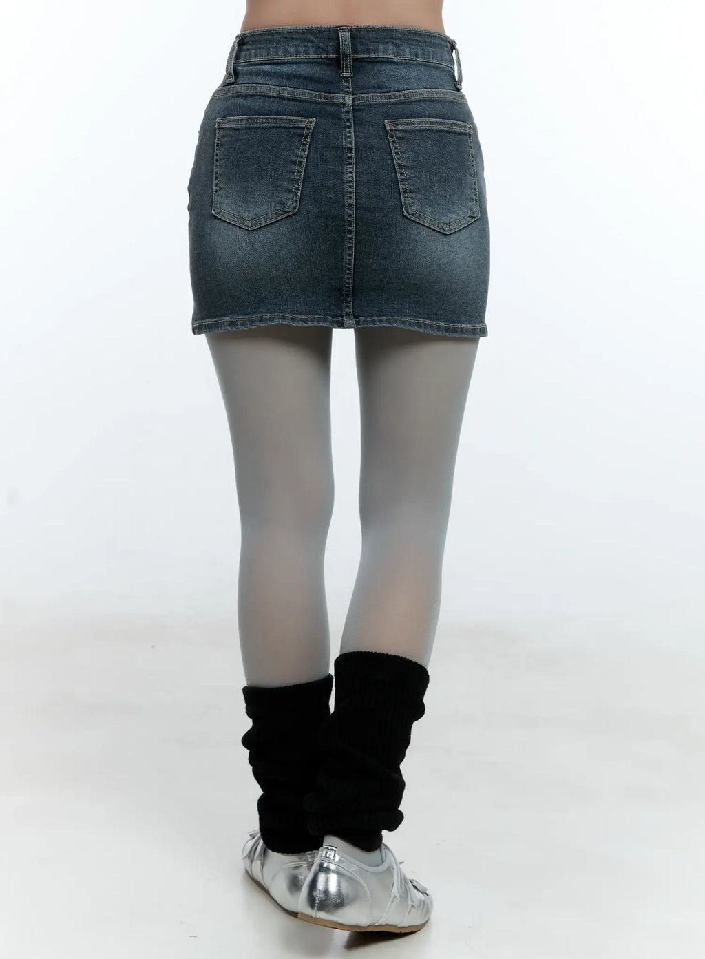 Denim Mini Skirt with Hip Pads CU527