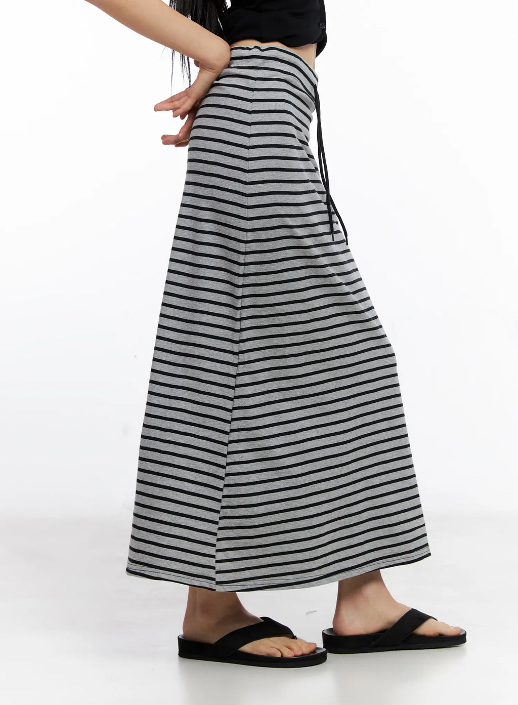 Striped Drawstring Maxi Skirt CL530