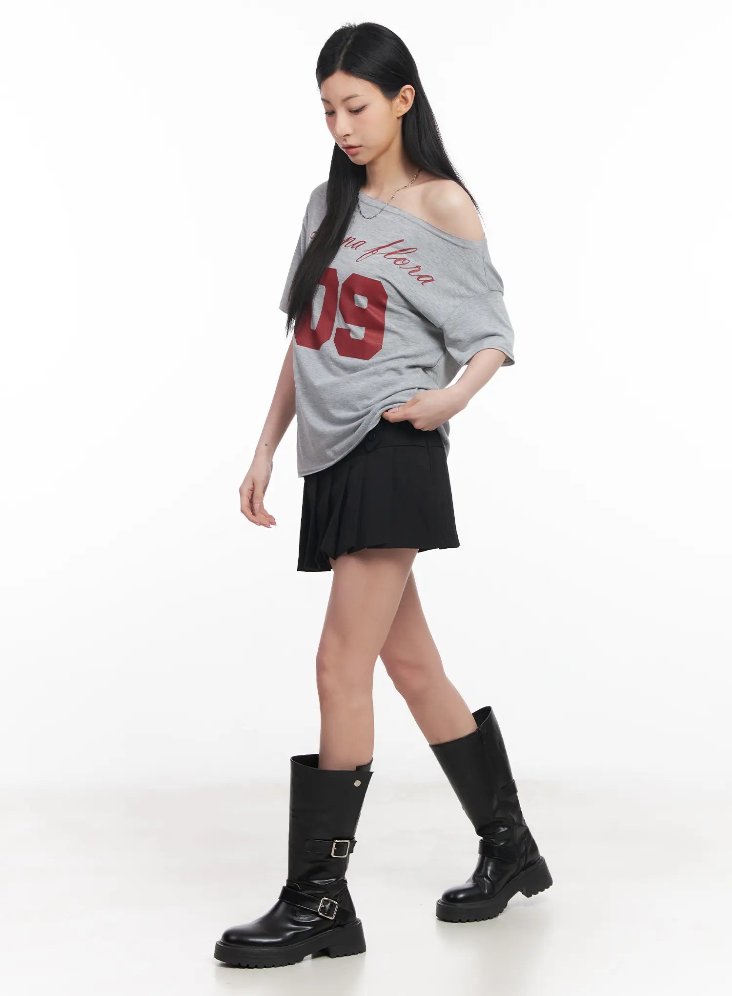 Solid Pleated Mini Skirt CU511