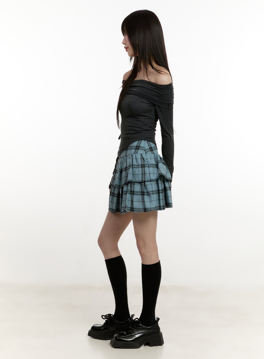 Ruffle Plaid Mini Skirt CM514