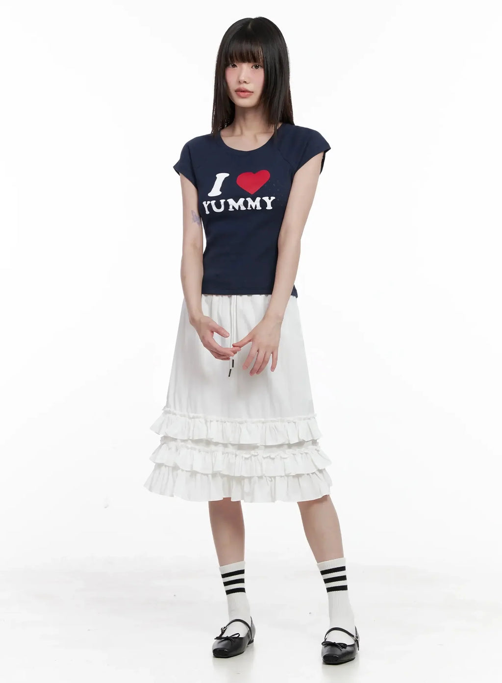 Ruffled Layered Midi Skirt IL528