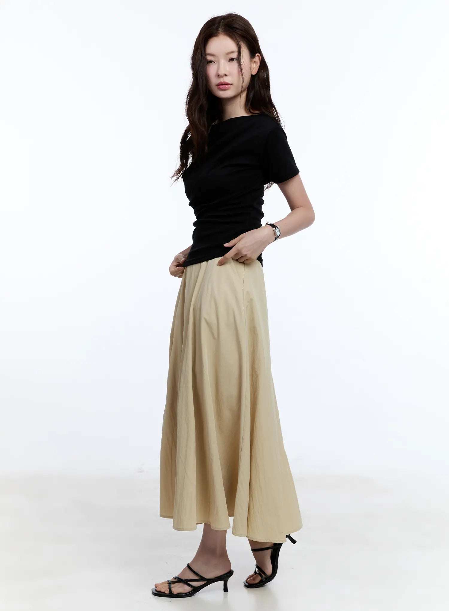 Flared Flowy Midi Skirt CU513