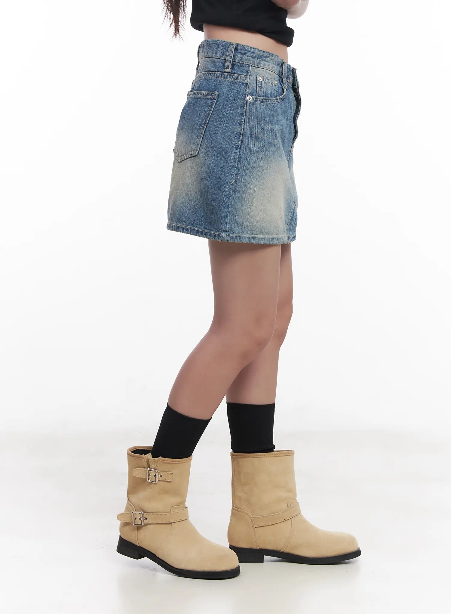 Washed Mini Denim Skirt CU516