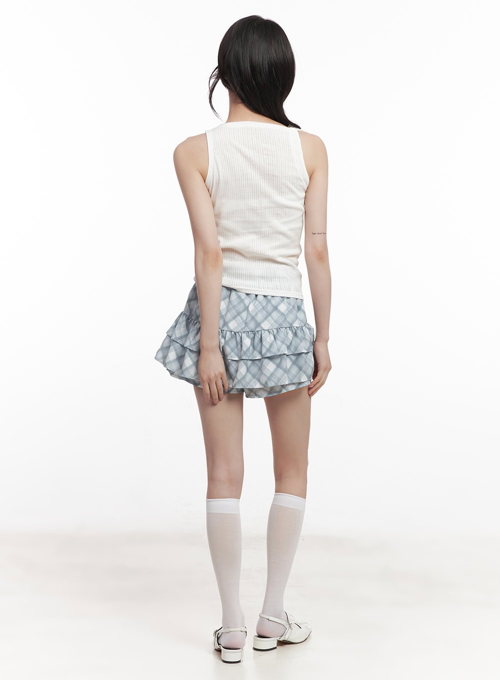 Frill Plaid Print Mini Skirt CY521