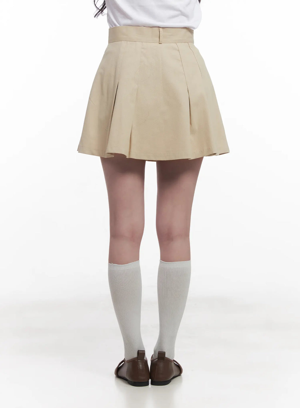 Solid Pleated Mini Skirt CU523