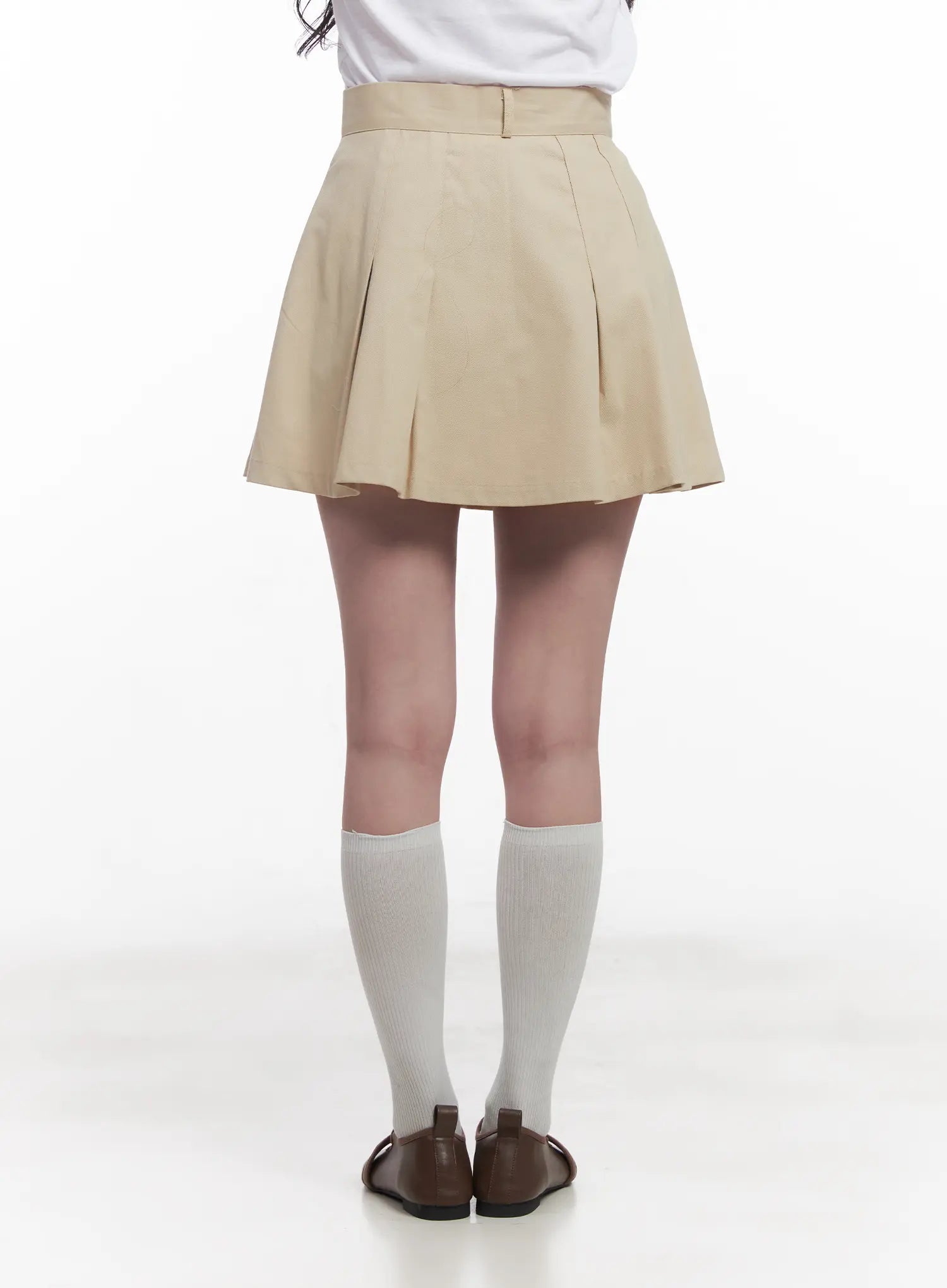 Solid Pleated Mini Skirt CU523