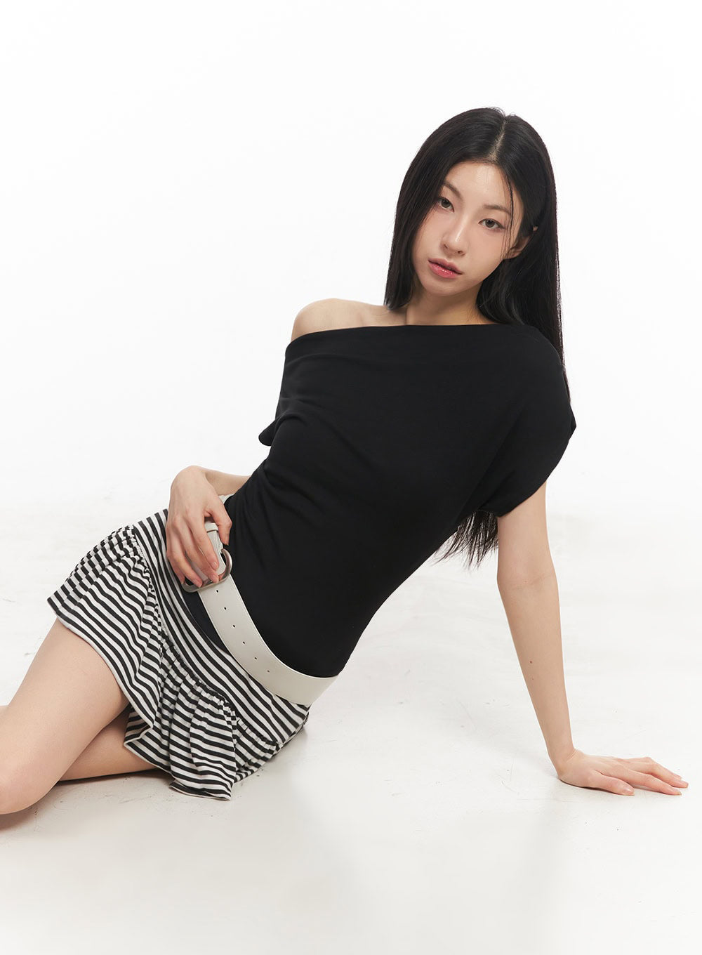 Striped Ruffle Mini Skirt IY529