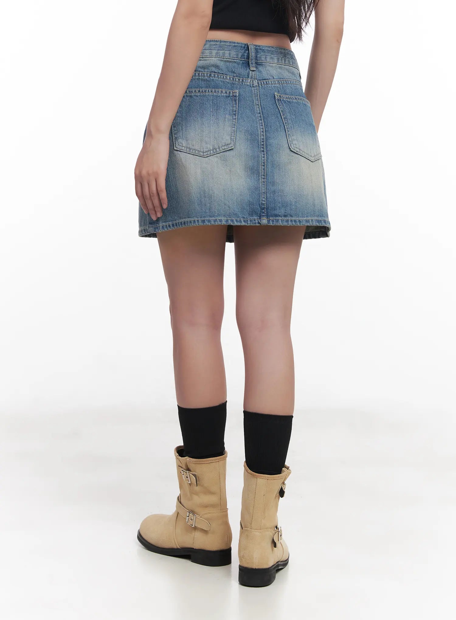 Washed Mini Denim Skirt CU516