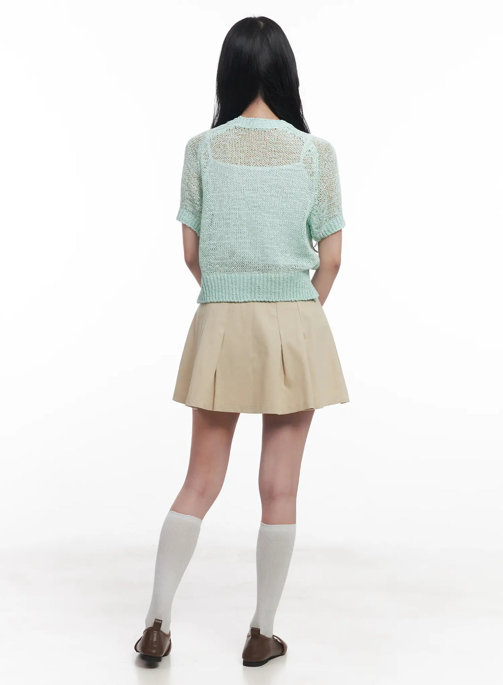 Solid Pleated Mini Skirt CU523