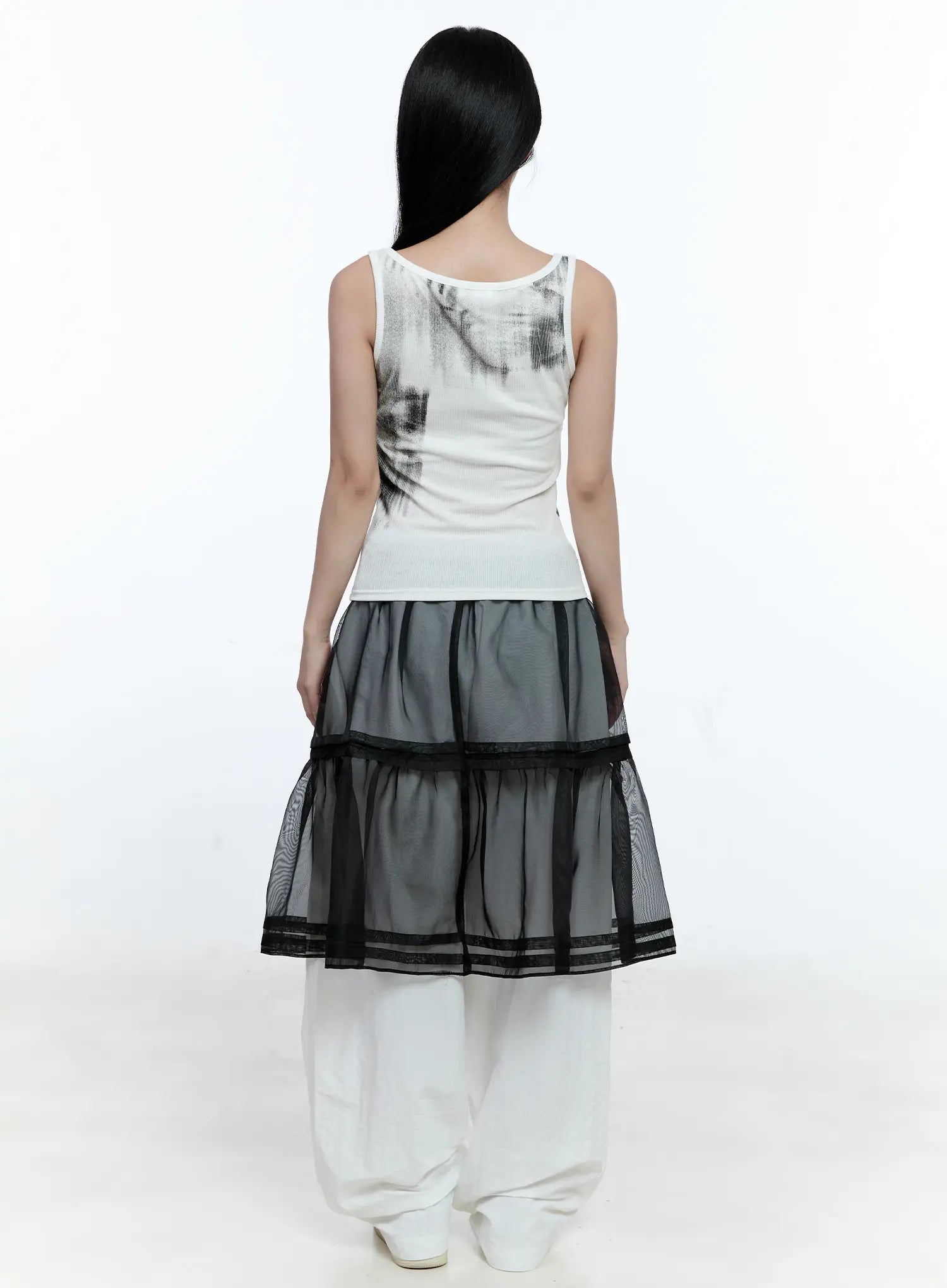 Sheer Layered Midi Skirt CG507