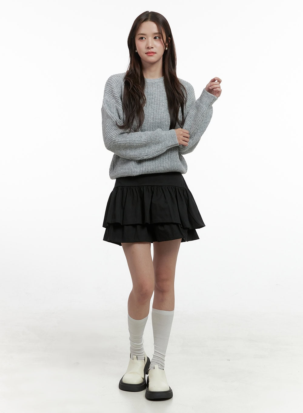 Ruffle Waist Cotton Mini Skirt OS416