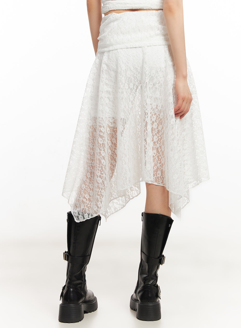 Lace Flare Handkerchief Midi Skirt IY502