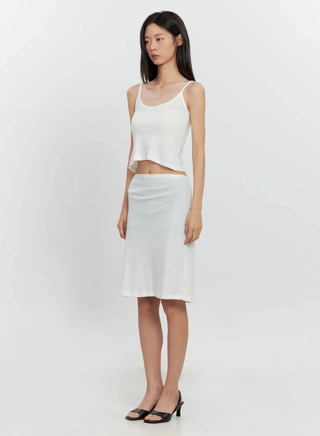 Ribbed Eyelet Midi Skirt IL528