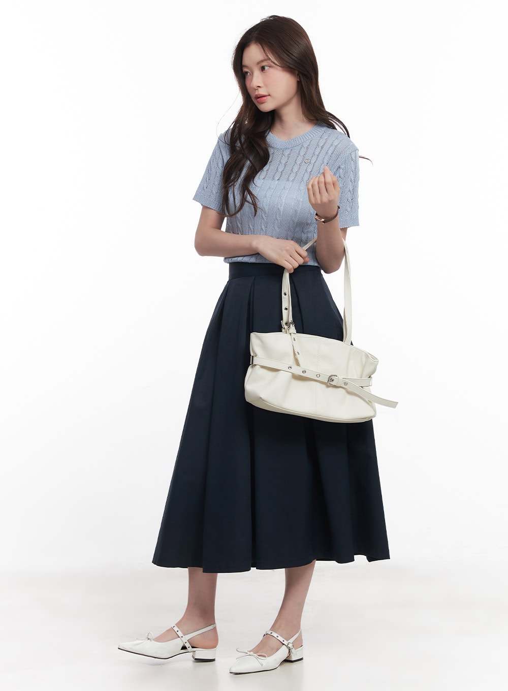 Flare Pleated Maxi Skirt CY515