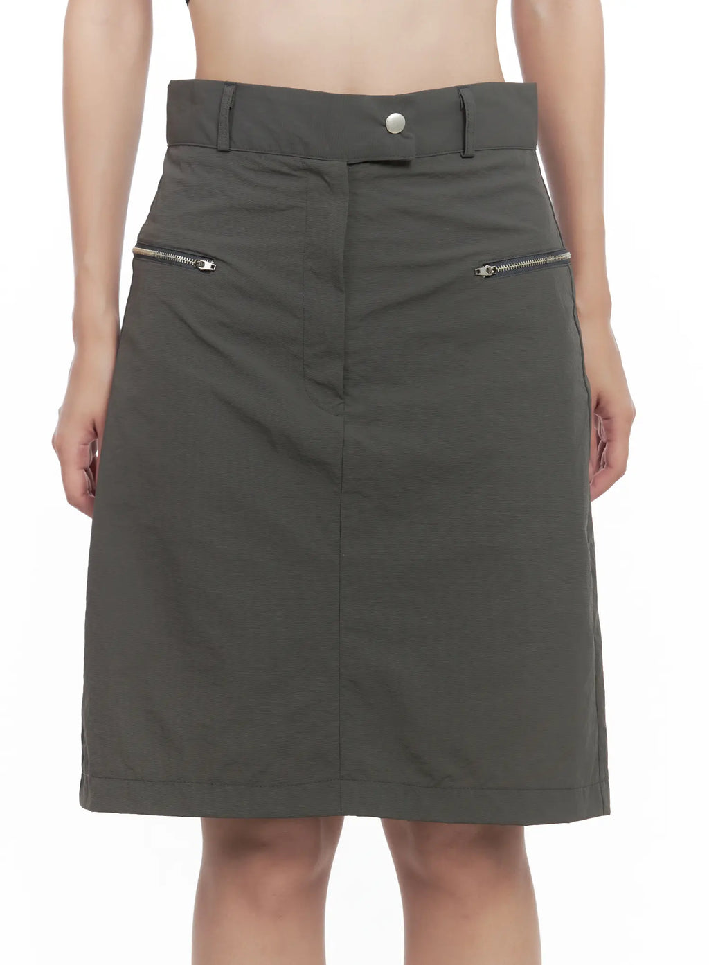 Nylon Zip Midi Skirt CL509