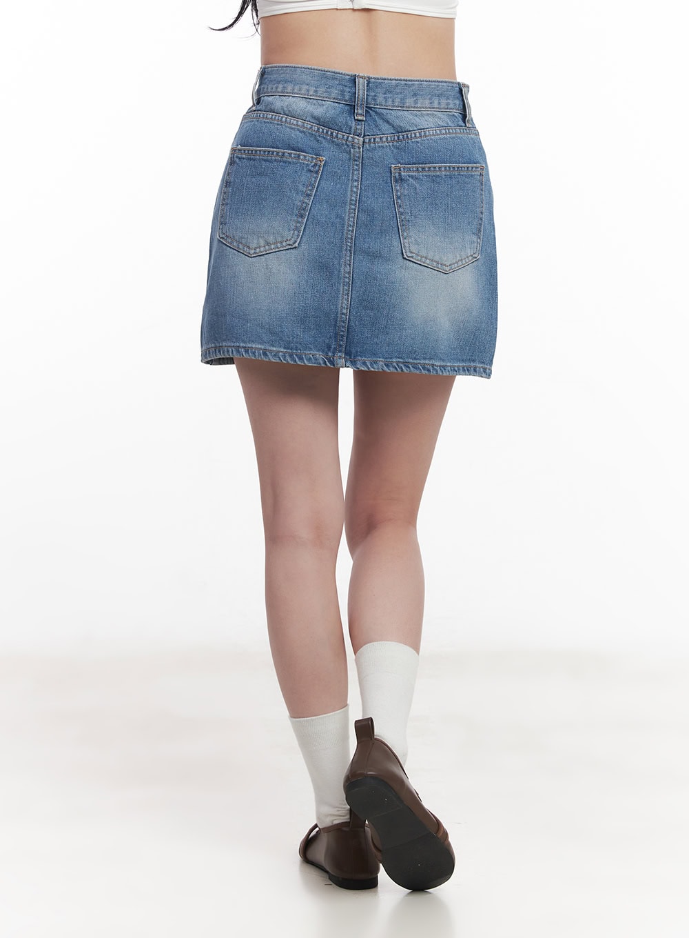 Denim Washed Mini Skirt  CY523