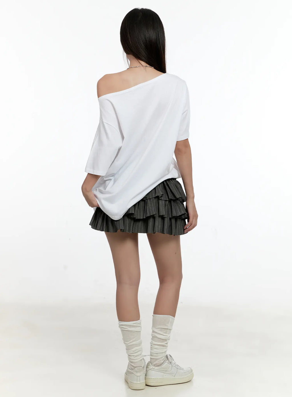 Striped Ruffle Mini Skirt CL531