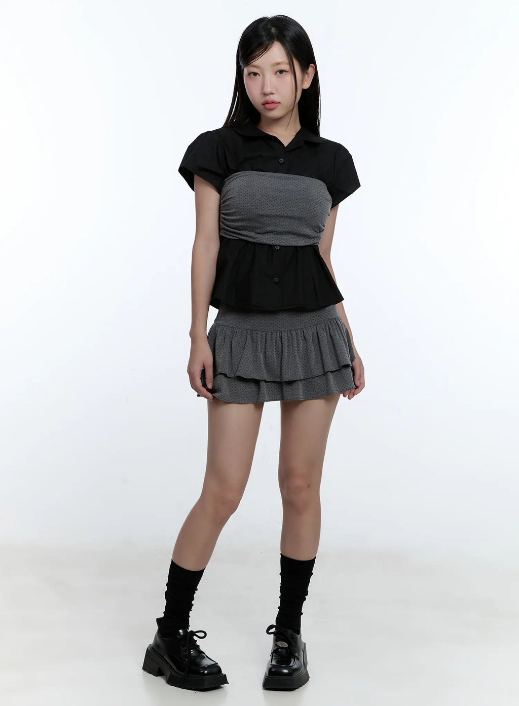 Polka Dot Ruffle Mini Skirt CU527