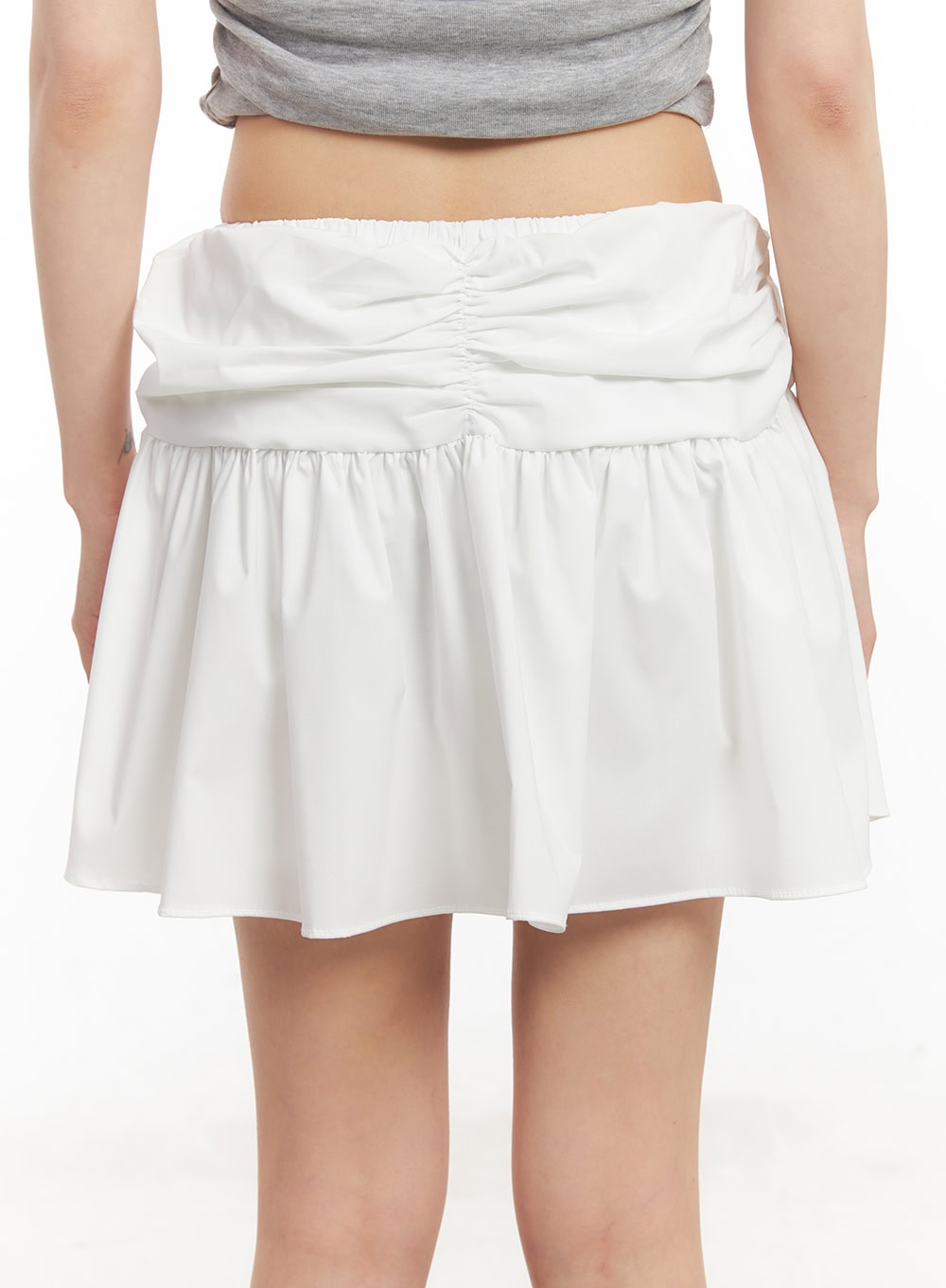 Pleated Mini Skort with Ribbon Shirring CA523