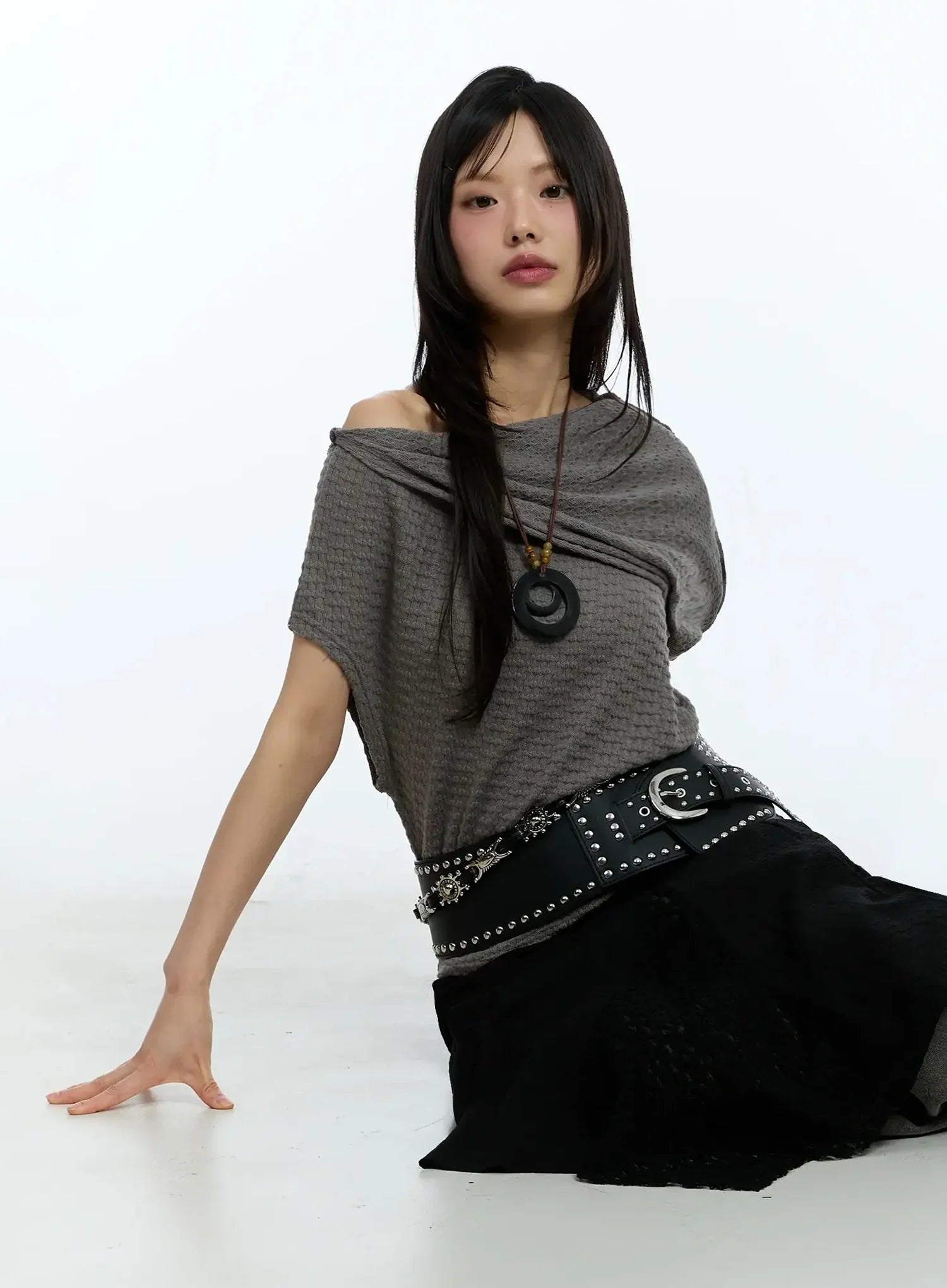 Lace Asymmetric Midi Skirt IU525