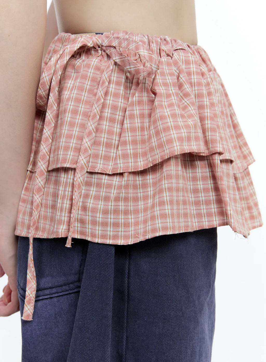 Plaid Layered Wrap Mini Skirt CG507