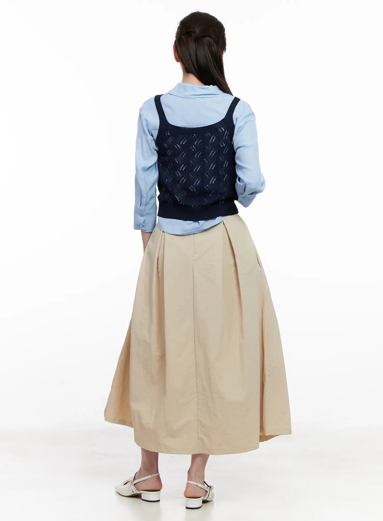 Pleated Flare Maxi Skirt CL524