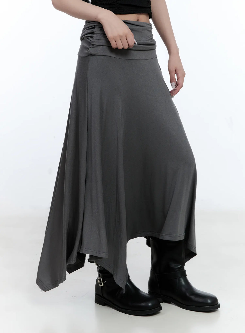 Asymmetric Frill Midi Skirt CL518