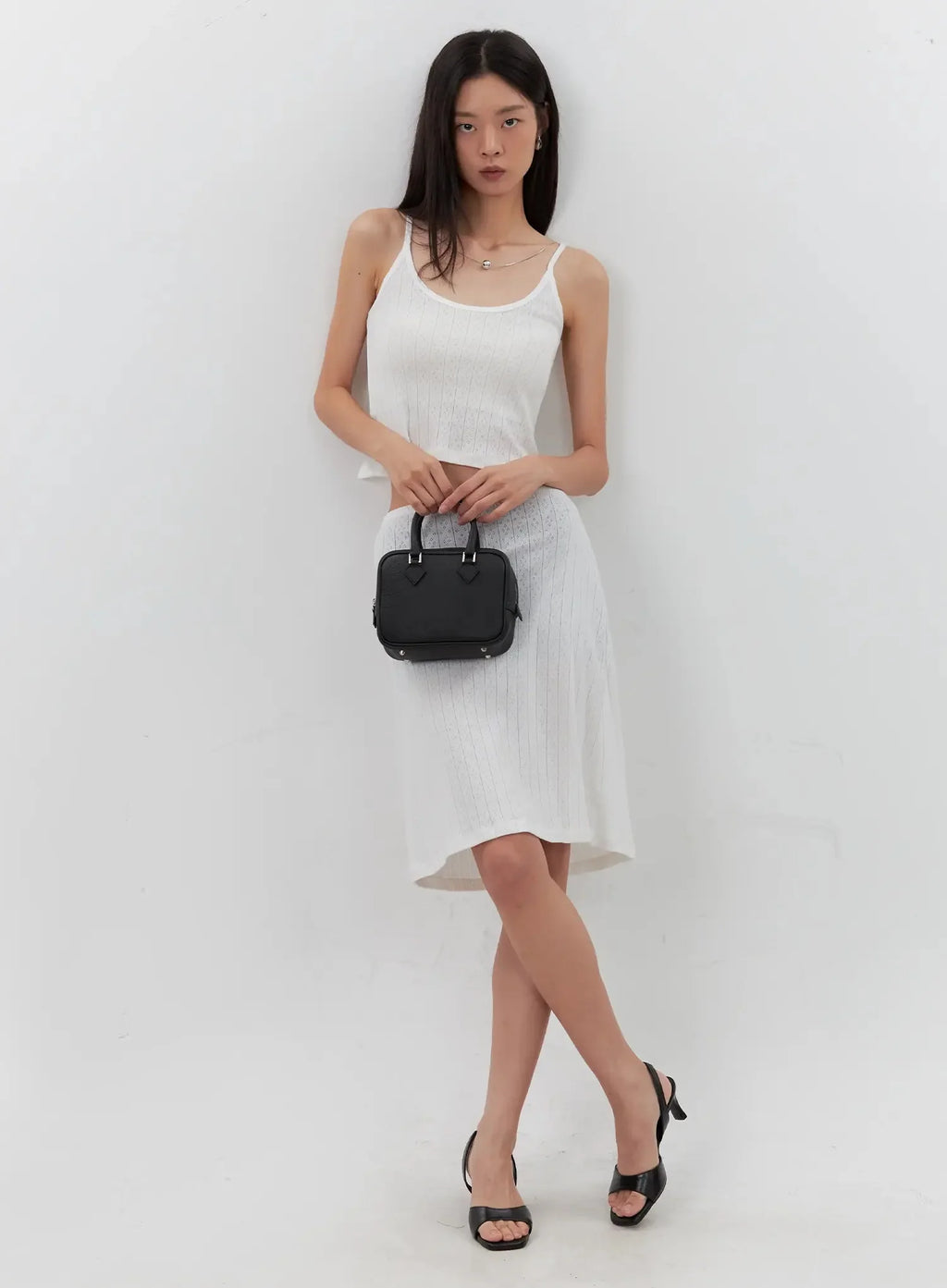 Ribbed Eyelet Midi Skirt IL528