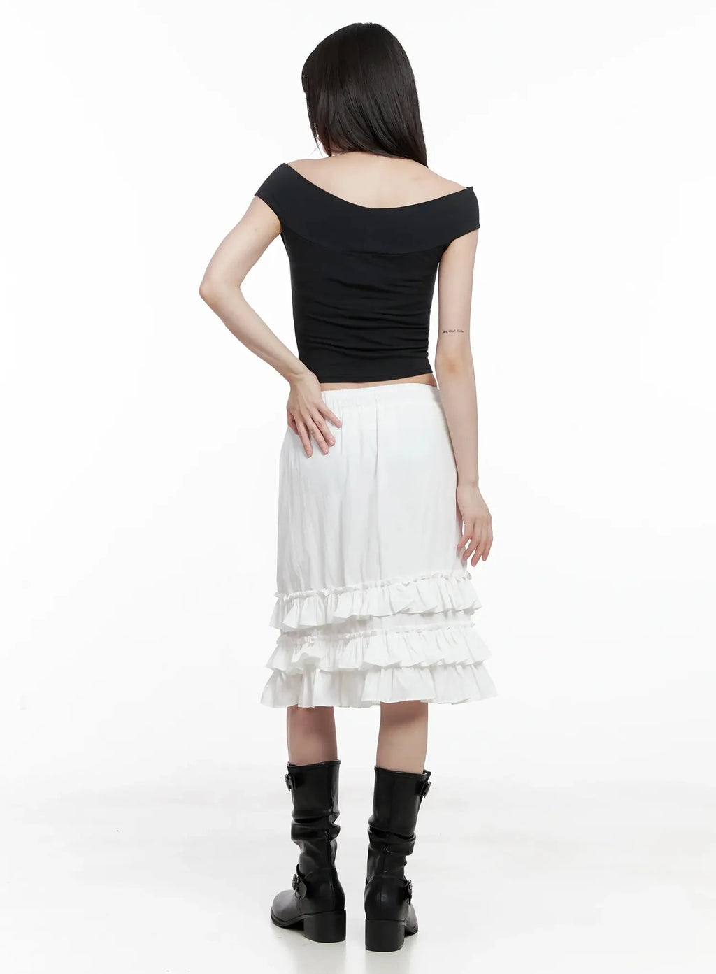 Ruffled Layered Midi Skirt IL528